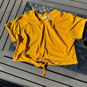Vibrant Yellow Tie-Front Crop Top